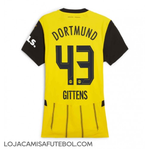 Camisa de Futebol Borussia Dortmund Jamie Bynoe-Gittens #43 Equipamento Principal Mulheres 2024-25 Manga Curta